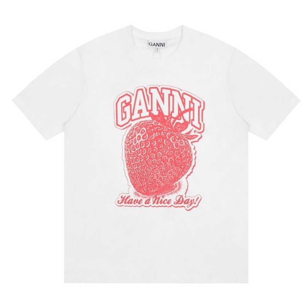 Ganni white strawberry T-Shirt - size S
